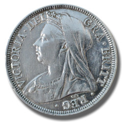1900 United Kingdom Victoria Veiled Head Half Crown Silver Coin